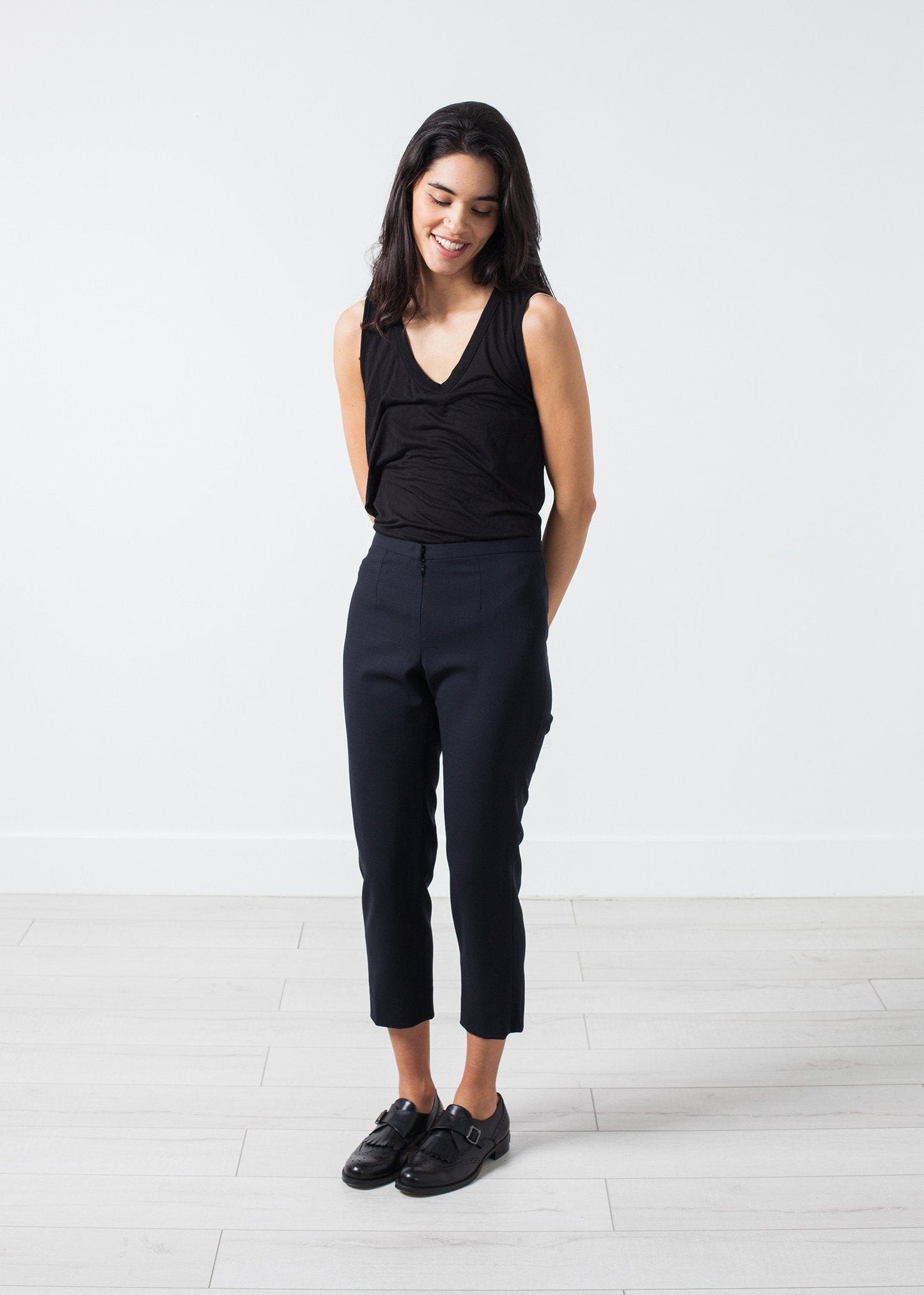 Wool Cropped Pant in Navy - formtest11