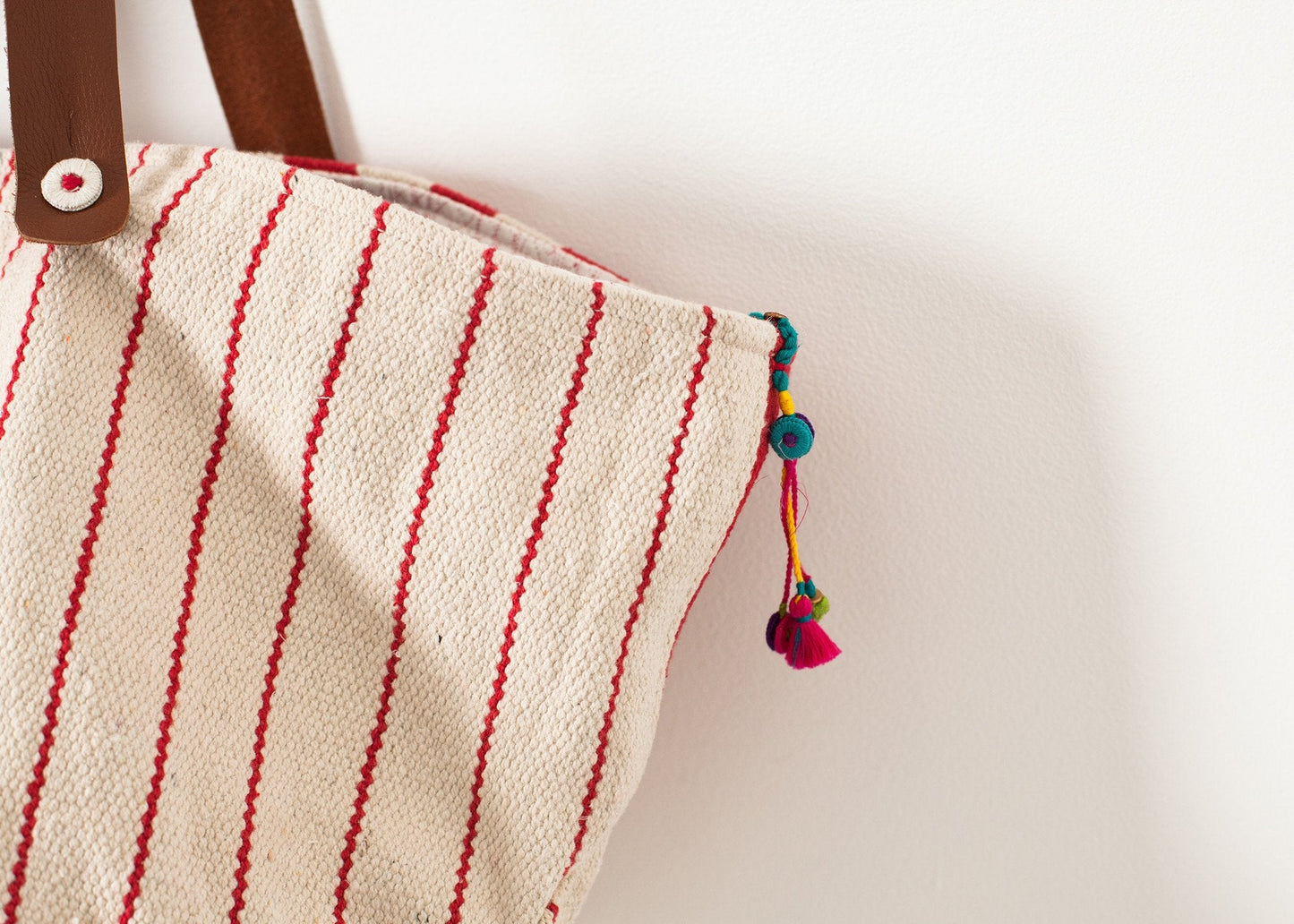 Woven Oversized Tote in Red Stripe - formtest11