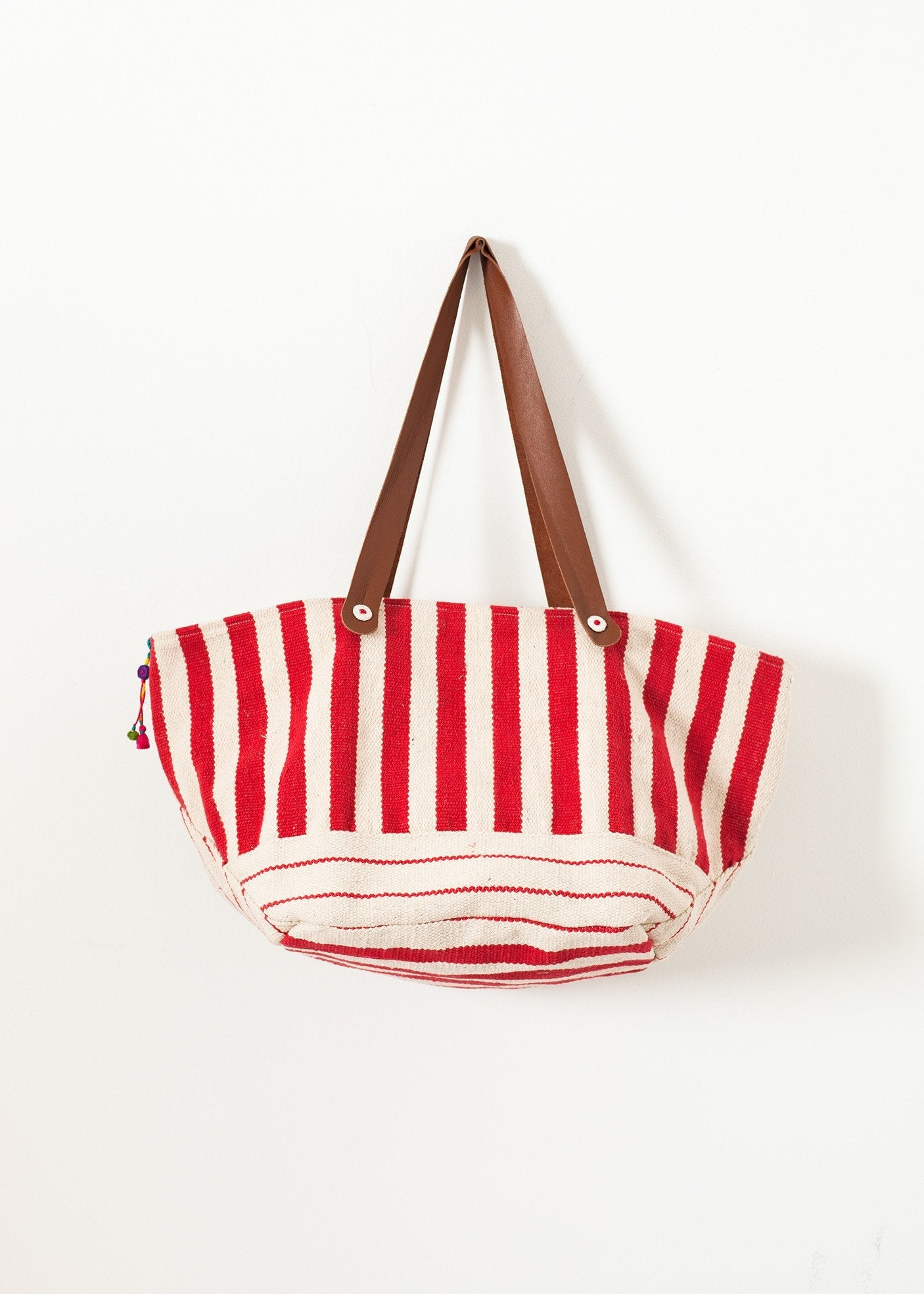 Woven Oversized Tote in Red Stripe - formtest11
