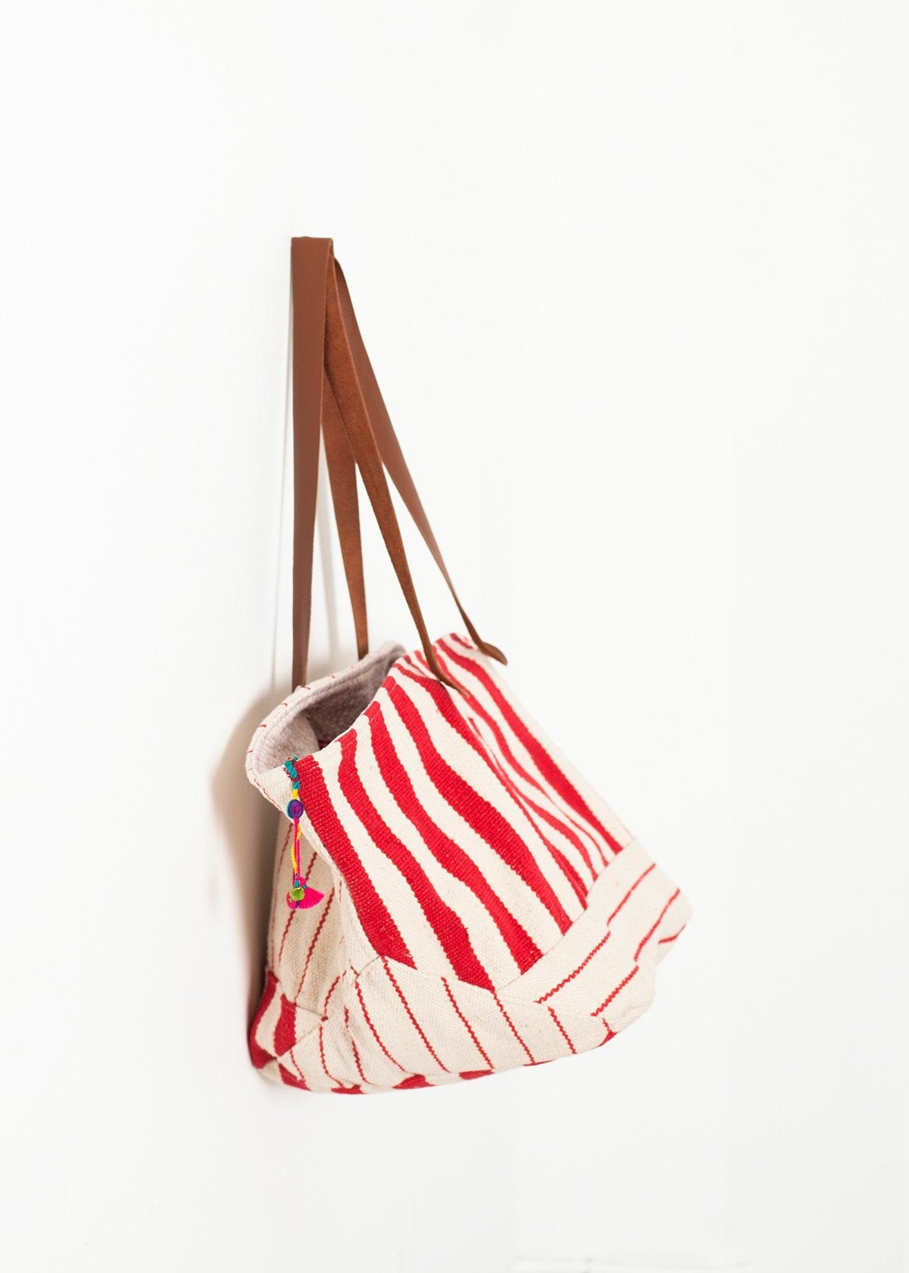 Woven Oversized Tote in Red Stripe - formtest11