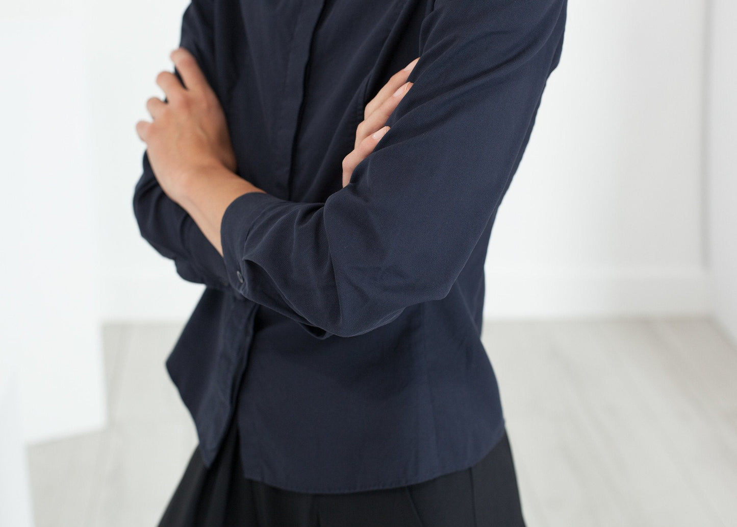 Wrinkled Tux Shirt in Navy - formtest11