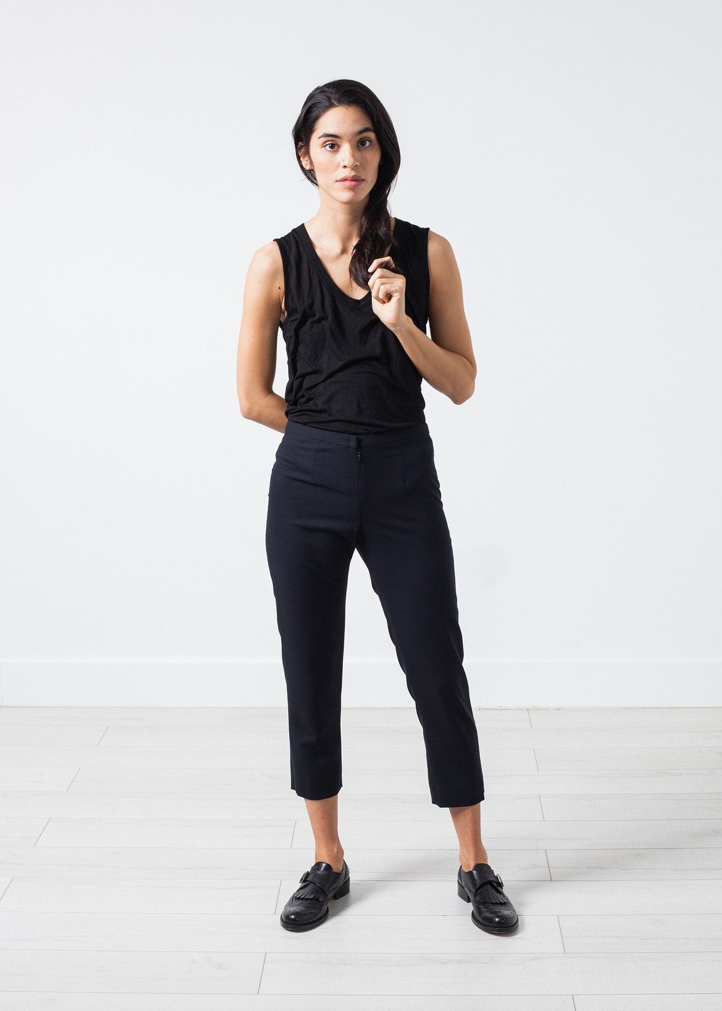 Wool Cropped Pant in Navy - formtest11