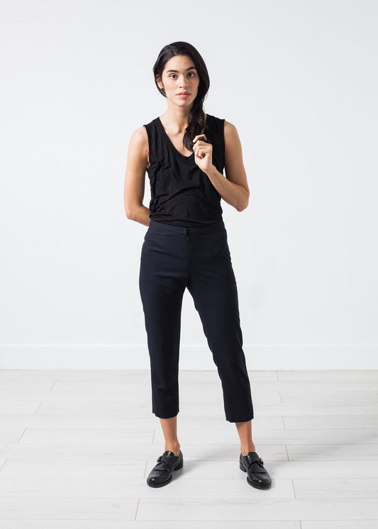 Wool Cropped Pant in Navy - formtest11