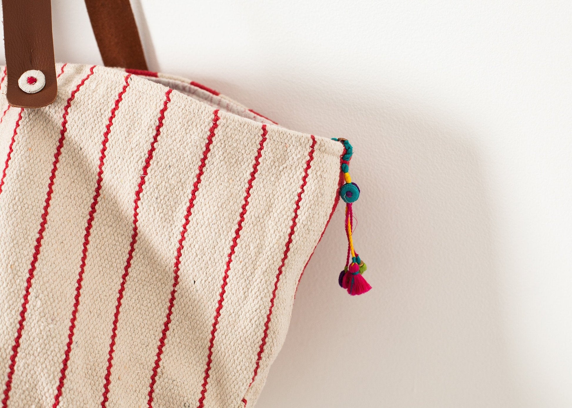 Woven Oversized Tote in Red Stripe - formtest11