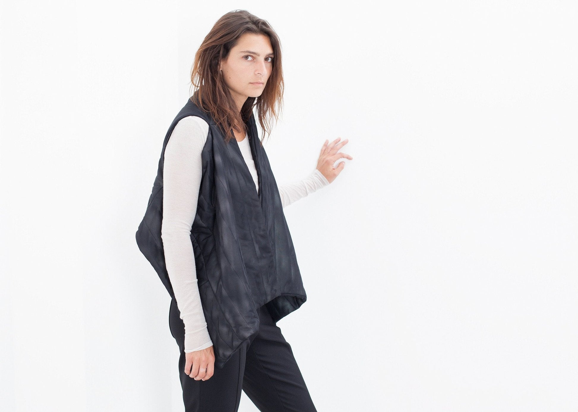 Quilted Mesh Waistcoat in Black/White - formtest11